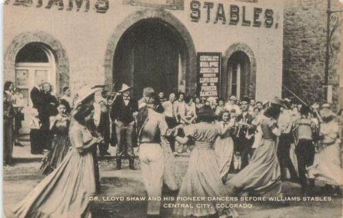 Historic photograph of Williams' Stables with horse and carriage